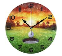 Hunihuni Wall Clock Golf Ball Sunset Hole Silent Non-ticking Clock for Bedroom Living Room Home Office Decor