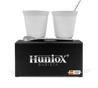 Huniox® 2 X 160 Ml | Hot Chocolate Mug - Coffee Cup - Double Espresso Cup - Coffee Accessories - Stainless Steel Cups | Includes 2 Design Spoons (Coral, 160 Ml)