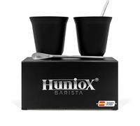 Huniox® 2 X 160 Ml | Hot Cup - Coffee Mug - Coffee Cups - Coffee Cup Set - Hot Drink Cups | Includes 2 Design Spoons (Onyx, 160 Ml)
