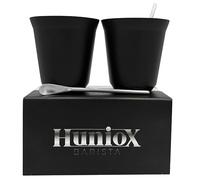 Huniox® 2 X 250 Ml | Coffee Mugs - Tea Cups - Cups and Mugs - Large Mugs for Hot Drinks - Matcha Mug | Includes 2 Design Spoons (Onyx, 250 Ml)