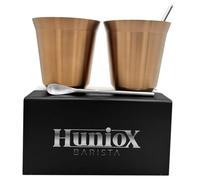Huniox® 2 x 250 ML Stainless Steel Cup - Latte & Hot Chocolate Mugs - Small Tea Cup - Pink Gold (250 ML)