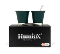 Huniox® 2 X 80 Ml | Coffee Cup - Espresso Cups Set of 2 - Small Coffee Cups - Black Cups - Espresso Coffee Cup | Includes 2 Design Spoons (Emerald, 80 Ml)