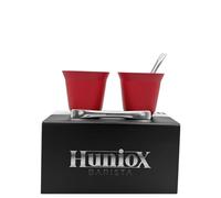 Huniox® 2 X 80 Ml | Espresso Cup - Espresso Coffee - Coffee Cups - Double Walled Espresso Cups - Espresso Accessories | Includes 2 Design Spoons (Ruby, 80 Ml)