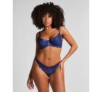 Hunkemöller Womens Grace Highleg String - Blue polyamide - Size Large