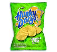 HUNKY DORYS Dorys Sour Cream and Onion Flavour Crinkle Cut Potato Crisps Box, 50 x 45g