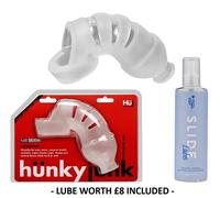 Hunky Junk Lockdwon Chastity Cage 4.5 Inch Stretchy Comfortable Penis Cage LUBE