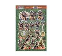 Hunkydory - Christmas Dog Tales Decoupage Toppers - A4 Sheet - Border Terrier & Dachshund
