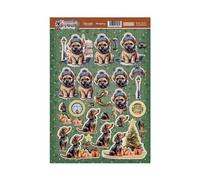Hunkydory - Christmas Dog Tales Decoupage Toppers - A4 Sheet - Border Terrier & Dachshund