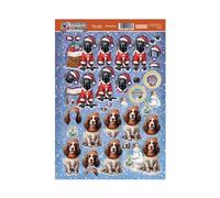 Hunkydory - Christmas Dog Tales Decoupage Toppers - A4 Sheet - Labrador Retriever & English Springer Spaniel