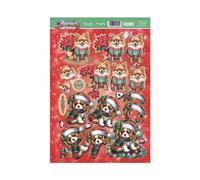 Hunkydory - Christmas Dog Tales Decoupage Toppers - A4 Sheet - Pomeranian & Cavalier King Charles