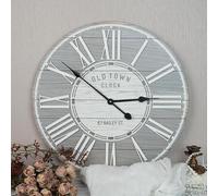Hunlostten Large Wall Clocks 23 Inch with Roman Numerals, Silent Non Ticking, Round, Metal, Vintage Wall Clock for Living Room, Kitchen, Bedrooms Office Decoration