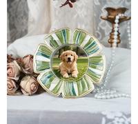 Hunlostten Vintage 3X3 Photo Frame with Stand - Round Picture Frame Decorative Tabletop Display for Home Decor, Gifts, Cherished Memories