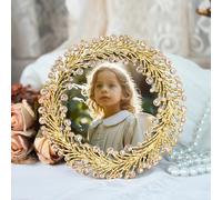 Hunlostten Vintage 4X4 Photo Frame with Stand - Round Picture Frame Decorative Tabletop Display for Home Decor, Gifts, Cherished Memories