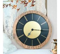 Hunlostten Wall Clocks 12 Inch with Roman Numerals, Silent Non Ticking, Round, Wood, Metal, Vintage Wall Clock for Living Room, Kitchen, Bedrooms Office Decoration