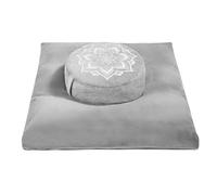 hunnidspace Zafu & Zabuton Meditation Cushion Set - Buckwheat Hull & Memory Foam Pillows, Ergonomic Support for Yoga & Mindfulness - Organic Velvet Cover, Large Size, Durable Comfort (Grey)