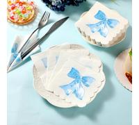 HunnmingRe 150 Pcs Pink Bow Napkins Coquette Cute Party Supplies White Pink Disposable Paper Napkins for Bachelorette Bridal Baby Shower Wedding Girl Bow Theme Party Decors ()