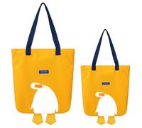 HunnmingRe 2 Pcs Cute Duck Canvas Tote Bags 2 Sizes Silly Goose Canvas Tote Bag Funny Reusable Graphic Anime supplies for Grocery Shopping Lunch Beach