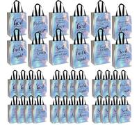 HunnmingRe 24 Pcs Glossy Iridescent Christian Gift Bags with Handle Bulk 8 x 4 x 10 Inch Non Woven Religious Bible Verse Gift Bags Reusable Iridescent Totes for Birthday, Wedding, Christmas Baptism