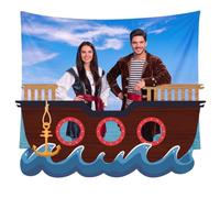 HunnmingRe 2pcs Pirate Ship Backdrops Set for Nautical Birthday Party Decor