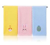 HunnmingRe 3 Pcs Easter Bunny Hand Towel Cotton 12.6 x 28.4 Inch Embroidered Easter Egg Chick Decorative Dish Towel for Bathroom Kitchen Bar Housewarming Gifts