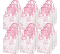 HunnmingRe 30 Pcs Pink Floral Gifts Bags Pink Wildflower Gift Bags with Handles Reusable Wedding Welcome Gifts Handbags Bulk Non Woven Party Favors Tote for Baby Shower Birthday Tea Party Supplies