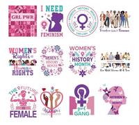 HunnmingRe 36 Sheets Women's History Month Iron on Transfers Patches Dtf Ready to Press Vinyl Iron on Patch Embroidered Applique for T Shirt Jacket Pillow Covers Backpack Hoodies DIY Decorations
