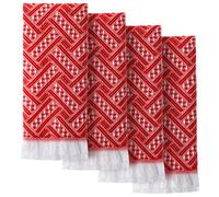 HunnmingRe 4 Pack Boho Bathroom Hand Towel 14 x 30 Inch 100% Turkish Cotton Decorative Boho Kitchen Hand Towel Farmhouse Bathroom Decor Set Absorbent Soft Guest Tea Gift(Red,White)