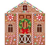 HunnmingRe 4 Pcs Christmas Gingerbread Door Decorations Xmas Gingerbread House Candy Door Covers Hanging Banner Backdrop Porch Sign for Holiday Classroom Office Home Party Decor (Candy Canes)