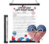 HunnmingRe 4th of July Party Games - Pass the Flag Left Right Game Include Hanging Story Scroll & American Flag Plush, Independence Day Patriotic Party Supplies for Family Classroom Activities Decor