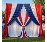 HunnmingRe 6 Pcs Patriotic Backdrop Curtains 2.46 x 9.84 ft 4th of July Decoration Red White Blue Background Curtains for Independence Day Memorial Labor Day Party Backdrop Photo Prop
