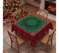 HunnmingRe Chinoiserie Mahjong Tablecloth 55" x 55" Mahjong Cards Table Mat Floral Square Card Table Cover for Beginner Cardboard Tile Game Night Gift,Red,Christmas Red Plaid