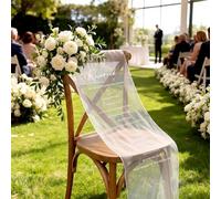 HunnmingRe Reserved Wedding Chair Sign Banner Loving Memory Signs for Wedding with Love from Heaven Cotton Linen 15'' x 50'' Save a Seat for Someone in Heaven(White, Organza, Reserved)