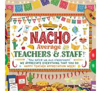HunnmingRe Teacher Appreciation Decorations Backdrop Nacho Average Banner Teacher 3 x 5 ft Cinco De Mayo Thank You Teachers Decor for School Classroom Staff Appreciation Party Decorations