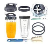 Hunnycook 11-Piece Replacement Parts Set for NutriBullet 600w/900w Series - 32oz Nutribullet Blender Cups with to-Go Lids, Extractor Blade, Sealing Gaskets, Cup Rings, Cleaning Brush & Crochet Hook