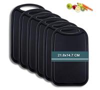 hunnycook Breakfast Board Set of 6, 22 x 15 cm, Antibacterial Chopping Board, Plastic, Non-Slip, BPA-Free, Black, Polypropylene Plastic Construction, Dishwasher Safe