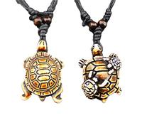 HUNO Cute Sea Turtles Tortoises Pendant Necklaces Rope Chain Resin Handmade Jewelry for Mens Women, resign