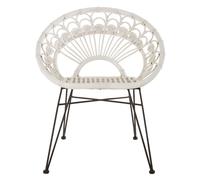 hunor white kubu rattan chair with black iron legs