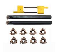 Hunricho Lather Threading Tool Bit Set External Internal Threading Boring Bars Turning Tool Holders with 11IR A60 16ER 16IR AG60 Carbide Threading Inserts (2pcs boring bars + 16ER IR AG60)