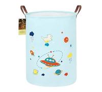 HUNRUNG Laundry Hamper,Large Canvas Fabric Lightweight Storage Basket Toy Organizer Dirty Clothes Collapsible Waterproof for College Dorms, Children Bedroom,Bathroom(Round-spacecraft)