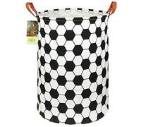 HUNRUNG Laundry Hamper,Large Canvas Fabric Lightweight Storage Basket Toy Organizer Dirty Clothes Collapsible Waterproof for College Dorms, Children Bedroom,Bathroom(Roud-Football)