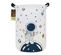 HUNRUNG Laundry Hamper,Large Canvas Fabric Lightweight Storage Basket Toy Organizer Dirty Clothes Collapsible Waterproof for College Dorms, Children Bedroom,Bathroom(Round Star astronaut)