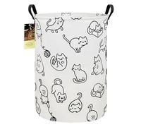 HUNRUNG Round Large Cat Line Print Laundry Hamper, Waterproof Portable