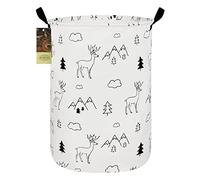 HUNRUNG Round Large Deer Forest Laundry Hamper, Waterproof Portable