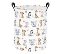 HUNRUNG Round Large Jungle Wildlife Laundry Hamper, Waterproof Portable