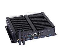 HUNSN Fanless Industrial PC, Mini Computer, Intel Core I3 4005U 4010U 4030U, Windows 11 or Linux Ubuntu, IM04, 2 x HDMI, 2 x LAN, 6 x COM RS232, 4 x USB3.0, 4 x USB2.0, 8G RAM, 256G SSD, 1TB HDD