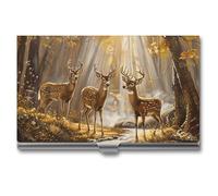 Hunt Deers Hunting Autumn Forests Business Card Wallet Credit Card Holder Metal Square Small Pocket Purse