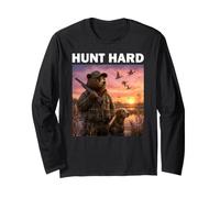 Hunt Hard Bear Hunter Hunting Life Deer Duck Hunting Shirt Long Sleeve T-Shirt
