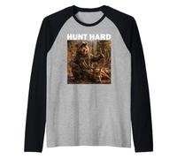 Hunt Hard Bear Hunter Hunting Life Deer Duck Hunting Shirt Raglan Baseball Tee