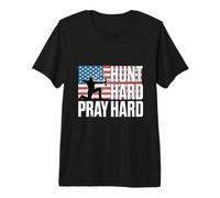 Hunt Hard Pray Hard Christian Bow Hunter Faith Premium T-Shirt