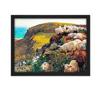 Hunt Our English Coasts Stray Sheep Headland Seascape Painting Large Framed Art Print Poster Wall Decor 18x24 in